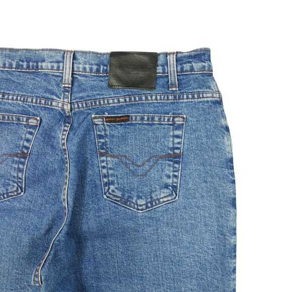 Harley Davidson Jeans Women’s 14 P Medium Wash Denim Straight Leg Biker (READ) - Picture 10 of 16